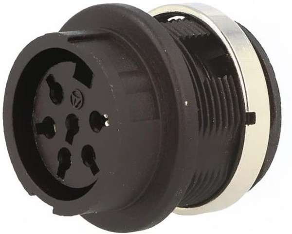 T 3427 000, Гнездо: DIN: "мама": PIN: 6: на панель, скрученный: пайка: 300В: 5А