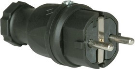 0521-S, Разъем ввода питания, Schuko, 16 А, Черный, 230 В, PC Electric Rubber Connectors