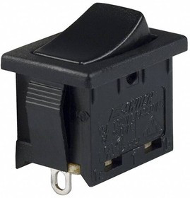 R1966ABLKBLKES, Rocker Switches SPST OFF-ON SLDR 15A