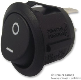 R13-112A-02-BB-3A, Клавишный переключатель, Вкл.-Выкл., SPST, Без Подсветки, Панель, Черный, Серия R13