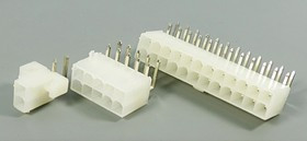 Штекер питания Mini-Fit 2-х рядный на 4 контакта, угловой на плату; №9573 штек пит MF\2x 2\P4,2\плата\угл\MF-2x2R