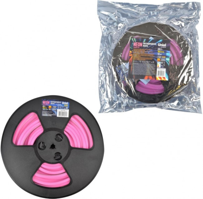 Светодиодная лента NEON ULS-N11-2835- 120LED/m-8mm- IP67-DC24V-10W/m-15M-PINK UL-00009104