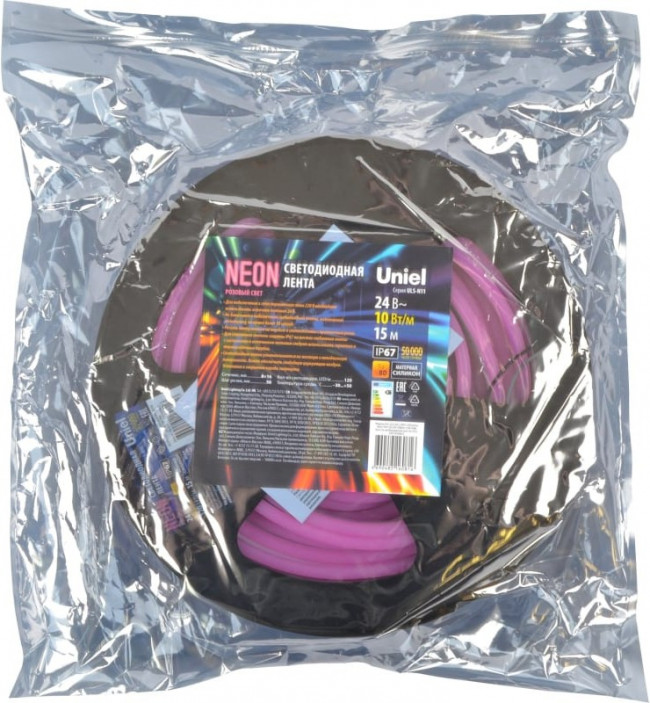 Светодиодная лента NEON ULS-N11-2835- 120LED/m-8mm- IP67-DC24V-10W/m-15M-PINK UL-00009104