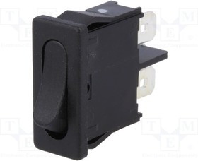 1901.1102, ROCKER; SPST; Pos: 2; OFF-ON; 6A/250VAC; black; IP40; none; 100m?