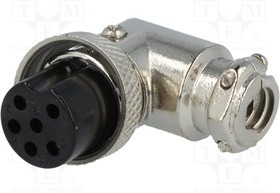 MIC356, Вилка, микрофонный, "мама", PIN: 6, на провод, угловой 90°