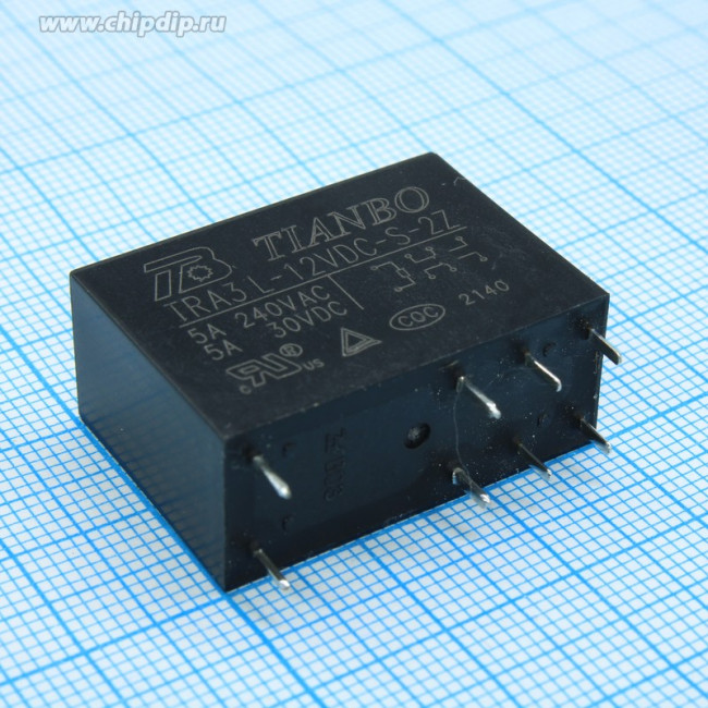 TRA3L-12VDC-S-2Z, Реле 2 пер. 12VDC, 5A/240VAC