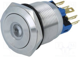 V22-21D-12Y-S, Переключатель: антивандальный, Пол: 2, SPST-NO + SPST-NC, IP65