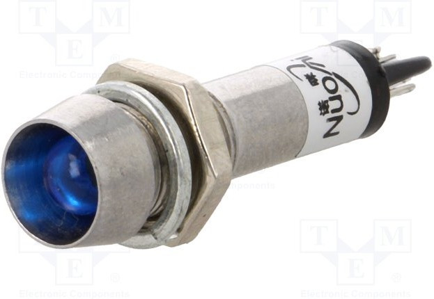 IND8-24B-B, Индикат.лампа: LED, вогнутый, 24ВDC, Отв: d8,2мм, IP40, под пайку