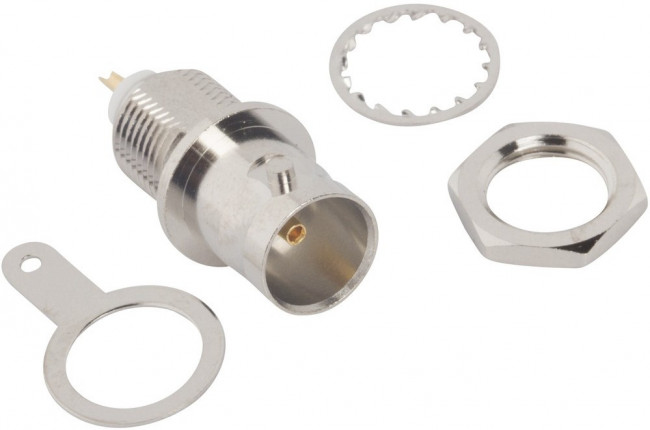 112427, BNC Series, jack Panel Mount BNC Connector, 75, Solder Termination, Straight Body