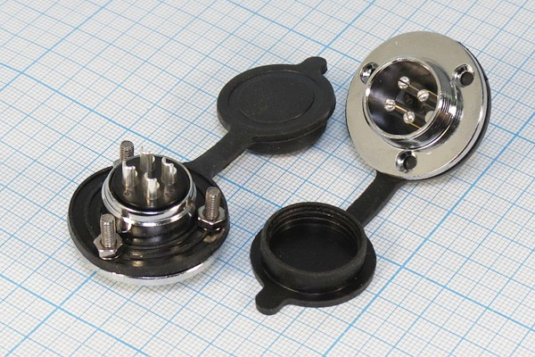 Разъем микрофонный MIC20 вилка, контакты 4P, монтаж на блок/фланец, М19, XS20JK4P-M