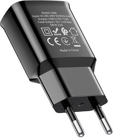 Блок питания (сетевой адаптер) HOCO C88A Star round 2xUSB, 2.4A (черный)