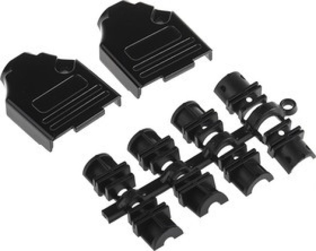 MHDTZK9-BK-RA-PC-BK-K, MHDTZK-BK Series Zinc D Sub Backshell, 9 Way, Strain Relief