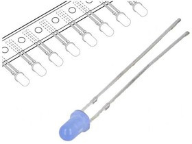 OSB5YU3144A-T-HI, LED; 3mm; blue; 500mcd; 40°; Front: convex; 2.9?3.6V; Pitch: 2.54mm