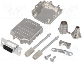 DPPK09-M-HDS-K, Разъем D-Sub HD; PIN: 15; вилка; "мама"; пайка; на провод; черный