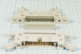 Штекер IDC на шлейф с защёлками и фланцевым креплением, 24 конт. шаг 2.54x2.54мм; №1809 штек IDC\P2,54x2,54\24P\ шлейф\\IDCM-24MS\с фланцами