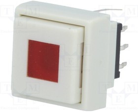 PB6135FBL-1, Переключатель: клавиатура, Пол: 2, DPDT, 0,1A/30ВDC, белый, LED