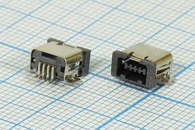 Разъем mini USB A4S розетка, тип A, контакты 4P2C, монтаж на плату, угловой, SMD, mini USB A4S Разъем mini USB A4S розетка, тип A, контакты 4P2C, монтаж на плату, угловой, SMD, mini USB A4S