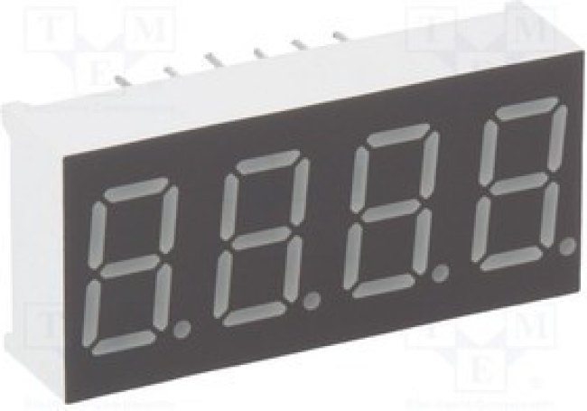 KW4-361AGA, Дисплей: LED, 7-сегментный, 9,2мм, 0,36", II.зн: 4, желто-зеленый