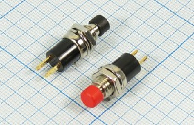 Выключатель кнопочный с фиксацией SPST, ON-OFF, черный, 125В/2А, PB-05A-7KR; №9030Bl ПКн\125\ 2,0\OFF-ON\d 6,7\чер\2C\PB-05A-7KR\
