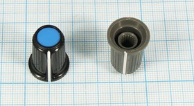 Ручка круглая диаметр 17мм, диаметр регулятора 6.0мм, пластик, черный/зеленый, CP-H; №9269 ручка d6,0z18\17x21,7\пл\ чер/зел\\CP-HB-4B6-T18\