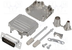 DPPK15-M-DBP-K, Разъем D-Sub; PIN: 15; вилка; "папа"; пайка; на провод; черный