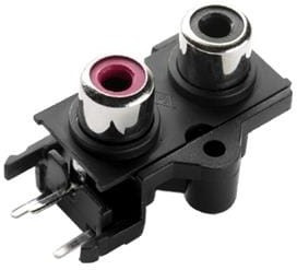 RCJ-2234, RCA Phono Connectors RCA jack, 2P, 1 x 2, horizontal, through hole, YL/WH RCJ-2234, RCA Phono Connectors RCA jack, 2P, 1 x 2, horizontal, through hole, YL/WH