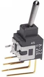 A22AV, Toggle Switches DPDT .394 VERTICAL