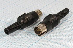 Штекер DIN, 5 контактов, на кабель; №933 штек DIN\ 5P[90]\каб\пл хвост\\
