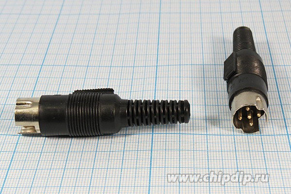 Штекер DIN, 5 контактов, на кабель; №933 штек DIN\ 5P[90]\каб\пл хвост\\