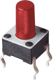 1-1825910-5, Switch Tactile OFF (ON) SPST Round Button PC Pins 0.05A 24VDC 100000Cycles 2.55N Thru-Hole Loose