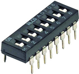 ADF0804, SWITCH, DIP, 8 POSITION, SPST, FLUSH SLIDE