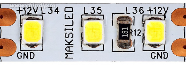 ML-R120-2835-CW-LP-S, Светодиодная лента, холодный белый, 12В, 120д/м, 9.6Вт/м, IP20, 850лм/м, 6500K, 8мм, 1м MAKSILED