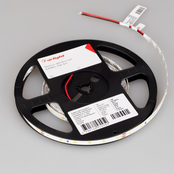 Arlight Лента UL-A60-8mm 24V Day4000 (4.8 W/m, IP20, 5m) (7 лет)