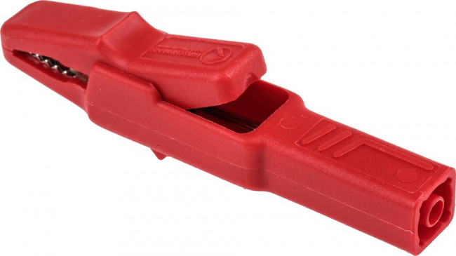 932435101-, Crocodile Clip 4 mm Connection, Brass Contact, 25A, Red