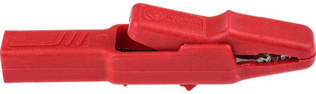 932435101-, Crocodile Clip 4 mm Connection, Brass Contact, 25A, Red
