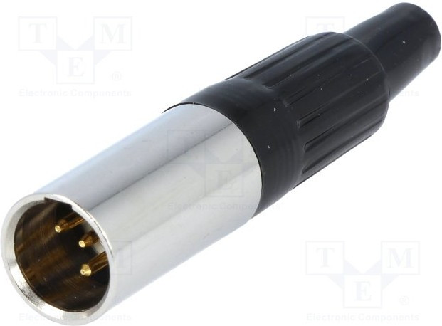 MXLR-4W, Вилка, XLR mini, "папа", PIN: 4, на провод, пайка, прямой