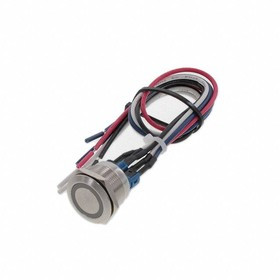 PV7FWY0SS-311, Pushbutton Switches 22mm, 2A 48VDC, 1P OFF(ON) / ON(OFF), Red LED Ring, 300mm wire, Stainless Steel