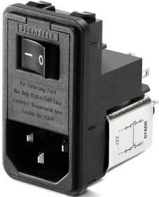 FN382-6-21, Filtered IEC Power Entry Module, IEC C14, General Purpose, 6 А, 250 В AC, 2-Pole Switch