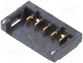 12SHA405GSSMTBK, Гнездо; провод-плата; "папа"; 1,2мм; PIN: 5; SMT; на PCB; -25-85°C