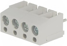 AC300V-04P-5.0-GRAY, Зажимная рейка для печатных плат, угловой 90°, 5мм, на PCB, 16А