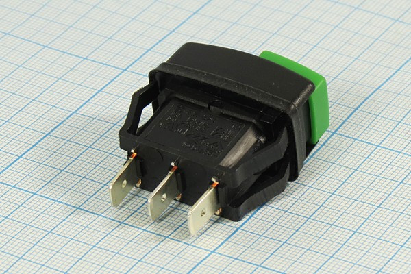 Переключатель двухкнопочный, двухцветный SPDT, OFF-ON/ON-OFF, 220В/10А; №10656 ПКн\250\10\ SPDT\28x14\\кр&amp; зел\IP56\3T\R13-526CGR\