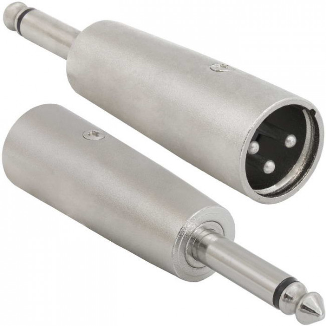 JD-492 / XLR 3P M-jack 6.3 mono M, Переходник микрофонный JD-492 XLR 3pin штекер (папа)-Jack 6.3 mono штекер (папа), 48 В, -20...+50°C, цве