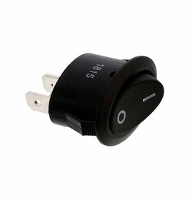 RE11131121, Rocker Switches 10A 125V 4.8mm Tab Off-On Black