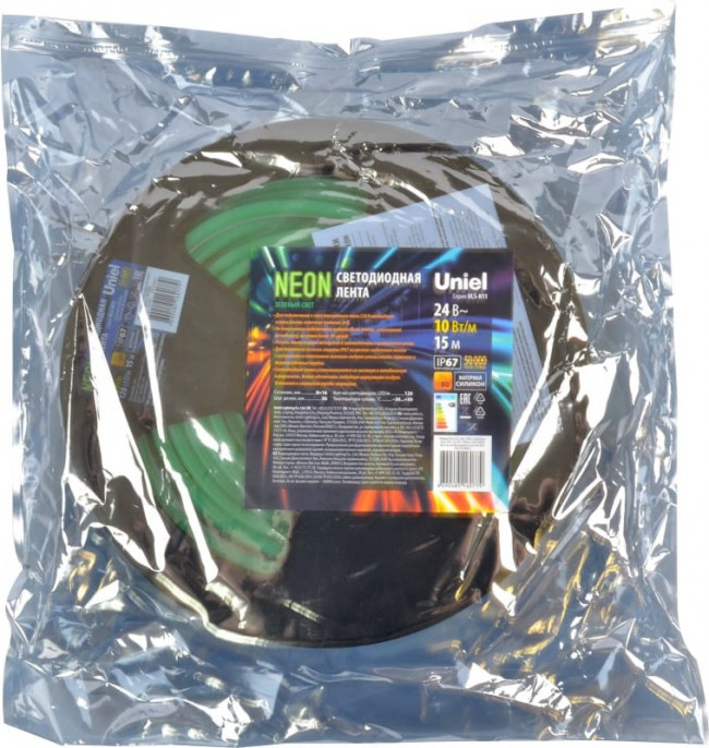Светодиодная лента NEON ULS-N11-2835- 120LED/m-8mm- IP67-DC24V- 10W/m-15M-GREEN UL-00009100