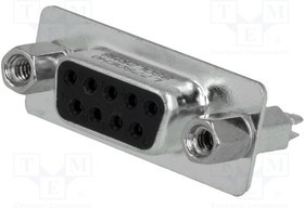 L77SDEH09S2RM8, Разъем D-Sub; PIN: 9; гнездо; "мама"; на PCB,клипс