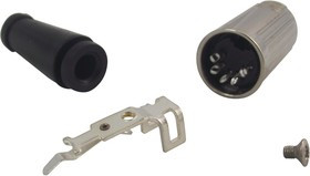 600-0500, Разъем DIN Аудио / Видео, 180°, 5 контакт(-ов), Гнездо, Монтаж на Кабель, Пайка