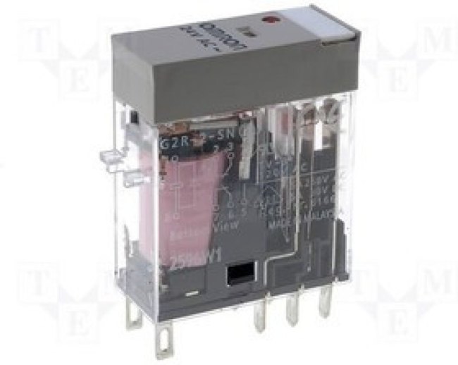 G2R-2-SN-12AC, Реле электромагнитное, DPDT, 5A/250ВAC, 5A/30ВDC, макс.380ВAC