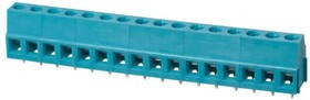 TB007-508-16BE, Fixed Terminal Blocks Terminal block, screw type, 5.08 , horizontal, 16 poles, CUI Blue, slotted screw, PCB mount