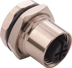 859-003-203R004, Разъем Кабеля, M Series, M12, Female, 3 Positions, Гнездо для Пайки, Прямой Монтаж