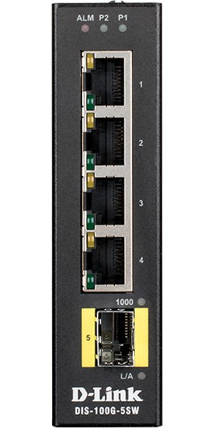 Коммутатор D-Link DIS-100G-5SW/A1A, L2 Unmanaged Industrial Switch with 4 10/100/1000Base-T ports and 1 1000Base-X SFP ports.2K Mac address, Коммутатор D-Link DIS-100G-5SW/A1A, L2 Unmanaged Industrial Switch with 4 10/100/1000Base-T ports and 1 1000Base-X SFP ports.2K Mac address,